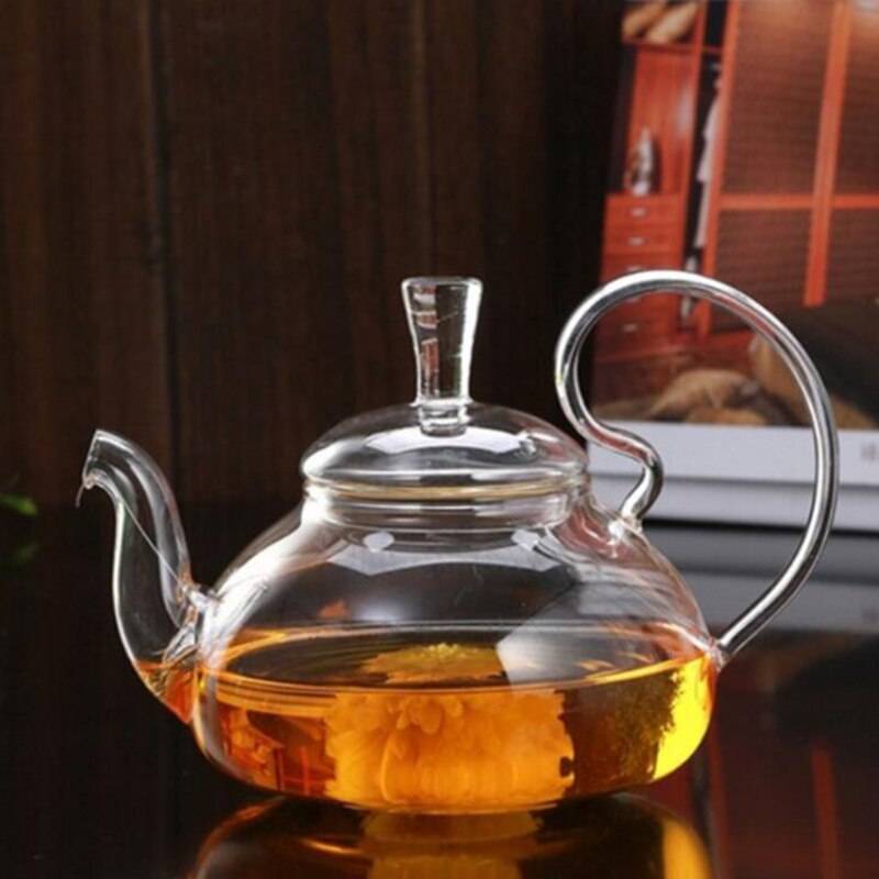 800Ml Heat Resistant High Handle Flower Coffee Gl Tea Pot Blooming Gl Teapot with Strainer