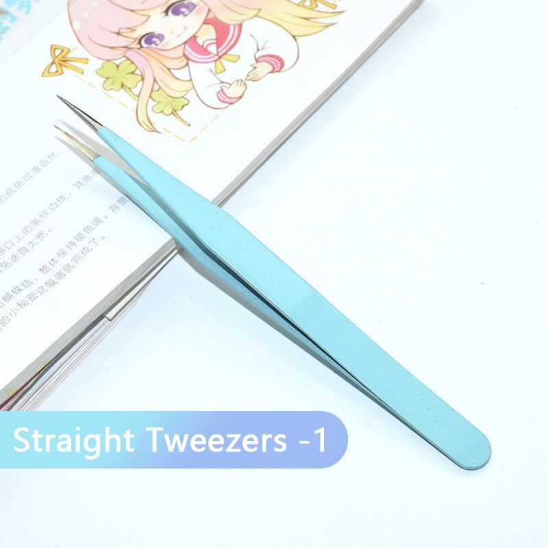 12 Stuks Messen Multifunctionele Vleesmes Scrapbook Sticker Pincet Kleur Non-Slip Handvat Papier Snijden Mes Briefopener: Straight Tweezers-1