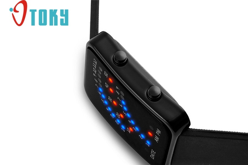 Novel Women Mens Futuristic Japanese Style Multicolor LED Sport Wrist Watch May26