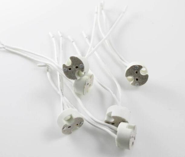 2 stk/parti  MR16 holder  gu5.3 g4 MR11 keramisk lampe sokkel ledet cfl halogen lys lampeholder med ledningskontakt