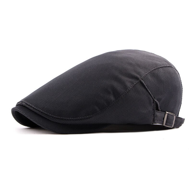 Newsboy Caps For Men Summer Hat Gray Breathable Mesh Solid Vintage Classic Men Women Ivy Flatcap Berets Driver Hats: Dark Grey