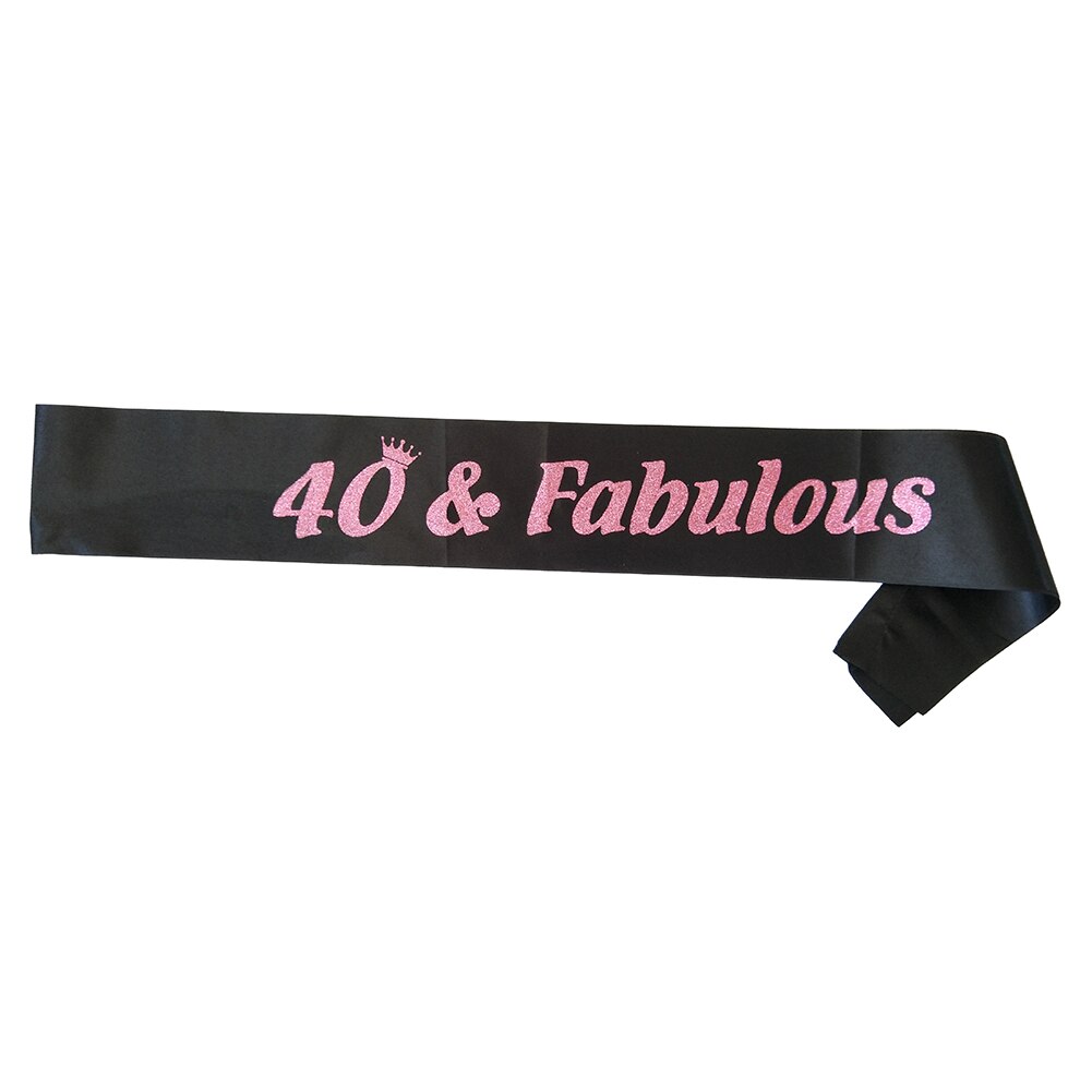 Gold Rhinestone 40 Birthday Tiara Crown Headband Cake Topper for Women Happy 40th Birthday Queen Party Decorations Favor: Sash E