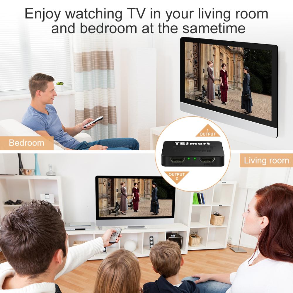 1 In 2 Out 4K@30hz 1x2 HDMI Splitter Amplifier Repeater Support 3D 1080P