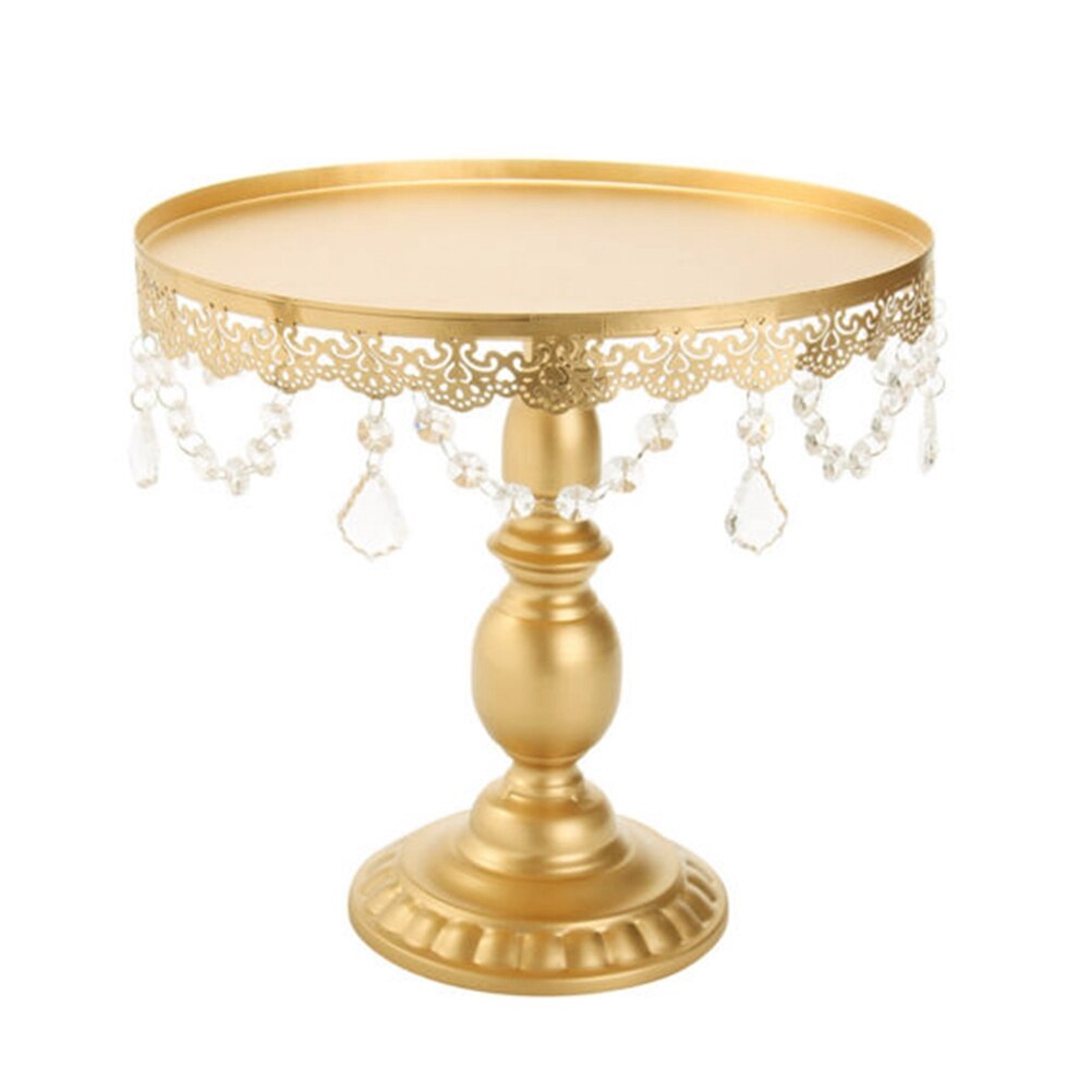 Suministros de decoración de pasteles, cristales, soporte de pastel y Magdalena, soporte de torre, juego de platos de boda, bandeja de decoración de pantalla de Metal redonda para postres y fiestas: M Golden