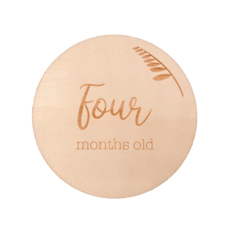 Tarjetas de madera hechas a mano para bebés, tarjetas de grabación de crecimiento mensual de recién nacidos, accesorios de fotografía para bebés de 1 a 12 meses, 1 unidad: 4