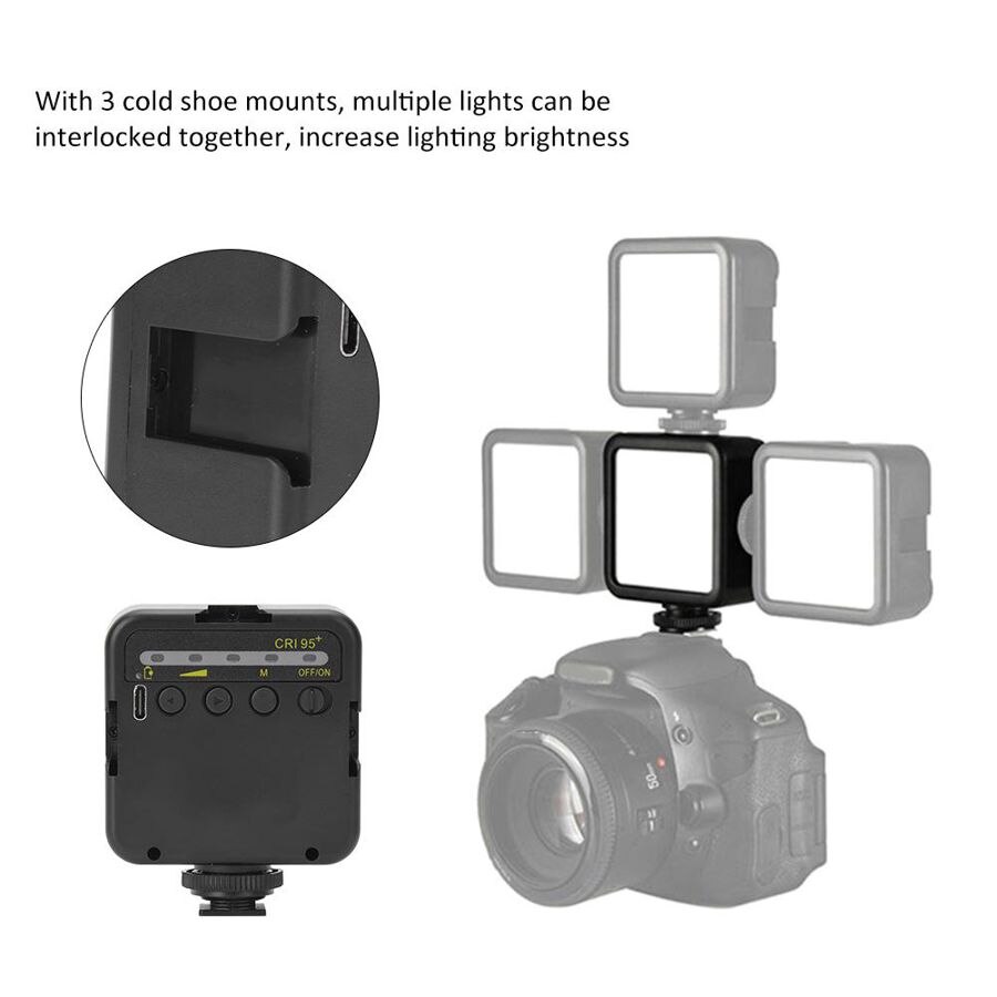 Ulanzi VL49 Mini LED Video Light Portable Rechargeable Fill Light with Triple Cold Shoe Mount for Phone Cage SLR Vlog Camera