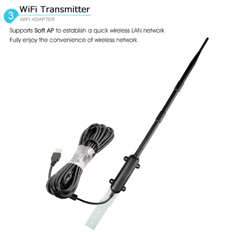 Outdoor High Power Wifi Router Usb Adapter Long Range Antenne Signaal Wifi Draadloze Netwerkkaart Ontvanger