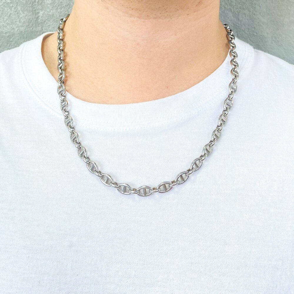 8MM 10MM w nowym stylu stal nierdzewna stalowy łańcuch ręcznie montowany naszyjnik dla kobiet mężczyzn biodro chmiel Jewlry 45CM-75CM