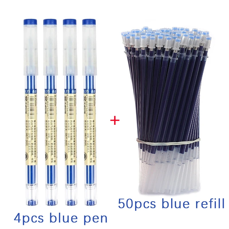 Juego de bolígrafos de Gel de 0,35mm, set de bolígrafos de tinta reemplazable, varillas de recarga de tinta azul, roja y negra, para oficina y escuela, 54 unidades: Rojo