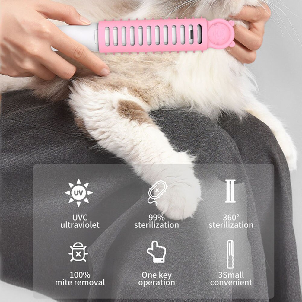Uv Sterilisatie Mijten Huisdier Massage Kam Hand Held Honden Katten Verwijdering Haar Borstel Meubels Sofa Kleren Schoonmaken Pluizenborstel