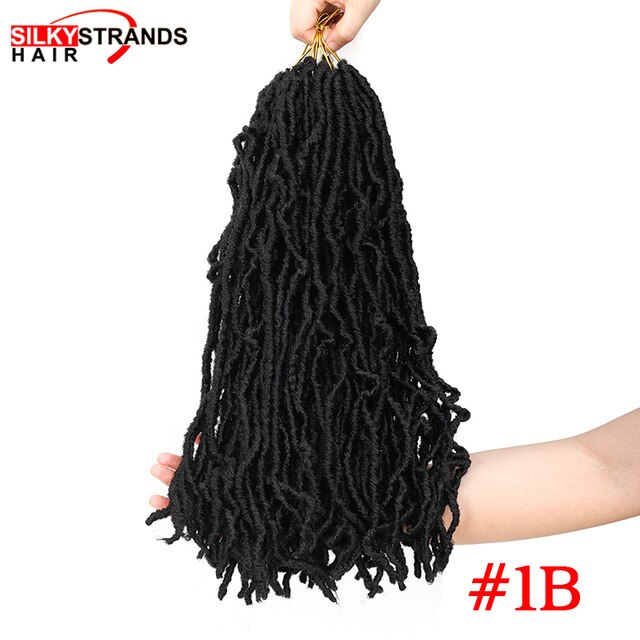 18 Inch Nu Faux Locs Crochet Hair Extension For Black Women Synthetic Ombre 20 Strands Goddess Faux Locs Curly Crochet Braids: #1B / 1Pcs/Lot