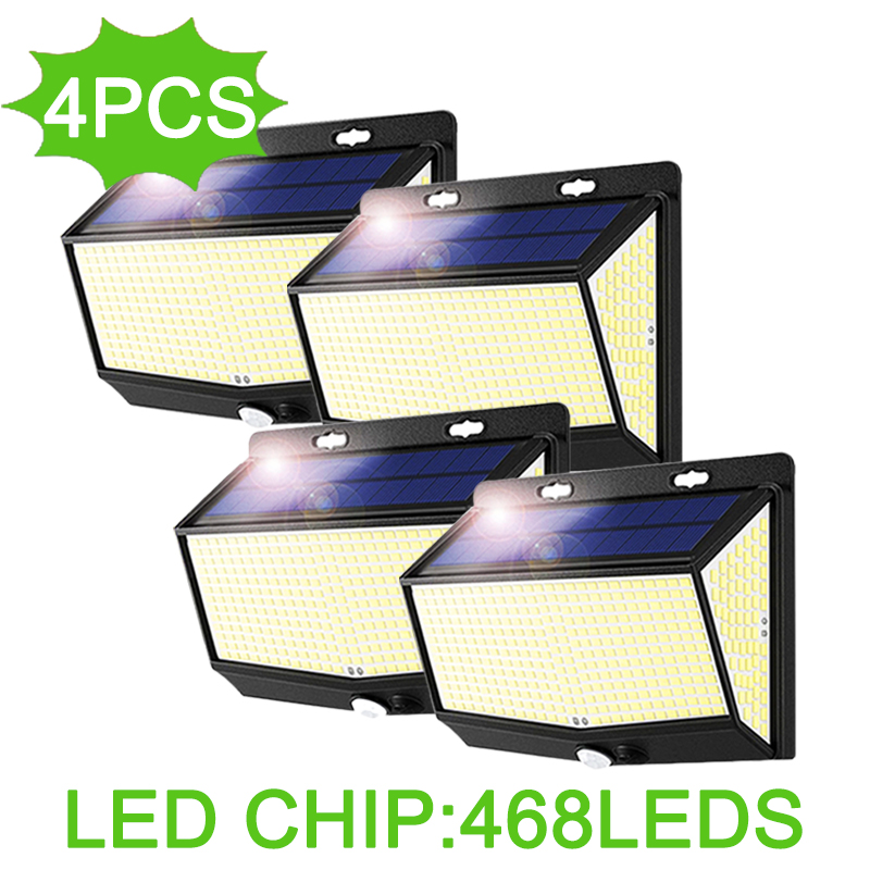 468 LED Outdoor Solar Sensing Wall Lights 3 Mode Motion Sensor Waterproof Street Lamp For Garden Patio Balcony Yard
