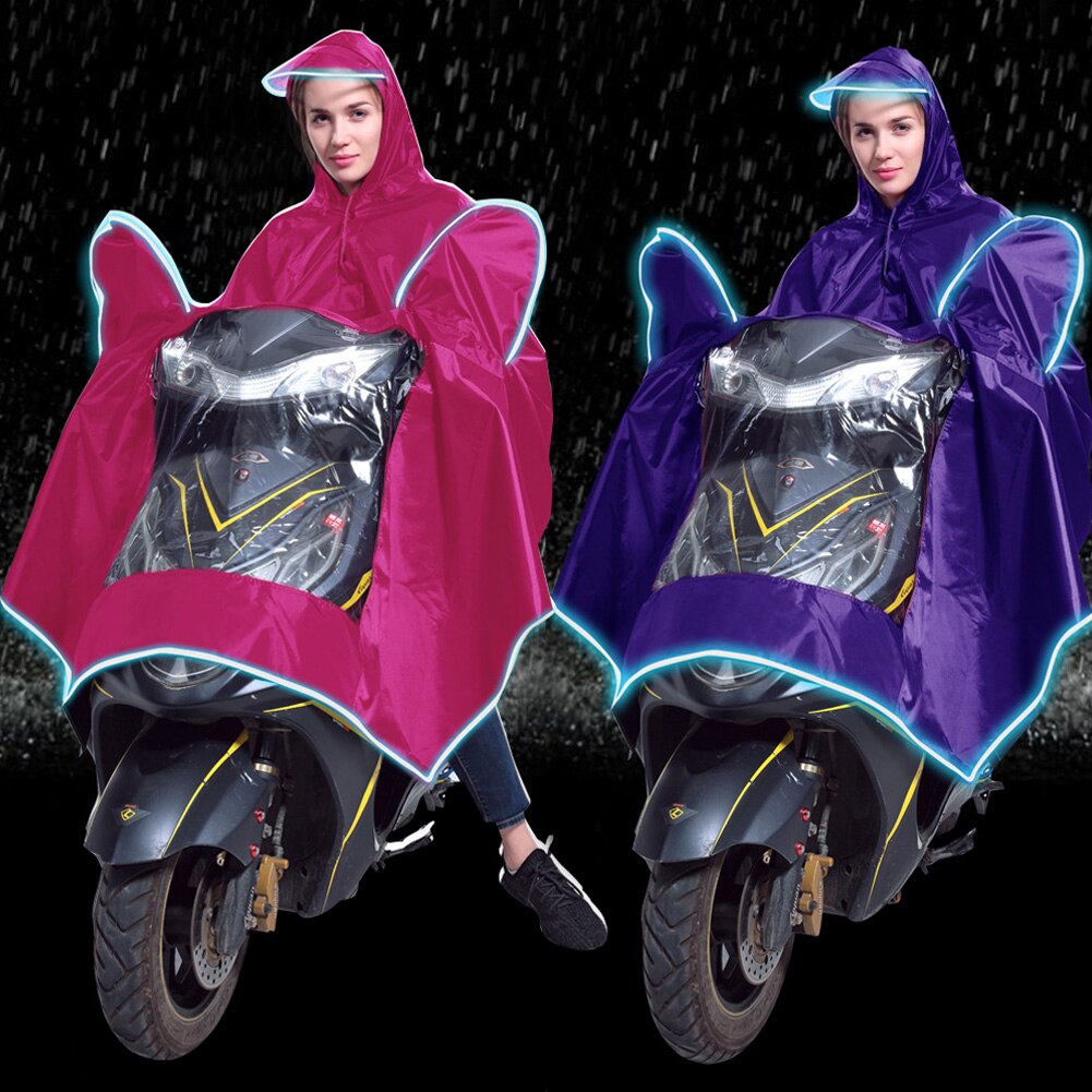 Waterpoof Poncho Rain Cape Safe Riding Universal Wide Hat Brim PVC Motorcycle Accessories With Reflective Strip