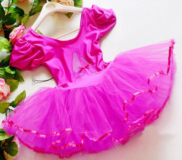 Hvid pige ballet dans børn piger flæsede kasket ærmer pailletter ballerina sko ballet dans gymnastik trikot tutu dans kjole