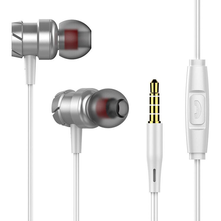 3.5Mm Hifi Super Bass Headset In-Ear Wired Oortelefoon Stereo Oordopjes Hoofdtelefoon Wired Voor Samsung Xiaomi Computer: Silver