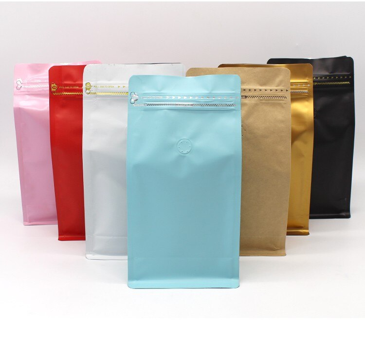 250g Square bottom flat bottom coffee bag kraft paper coffee bean bag with valve