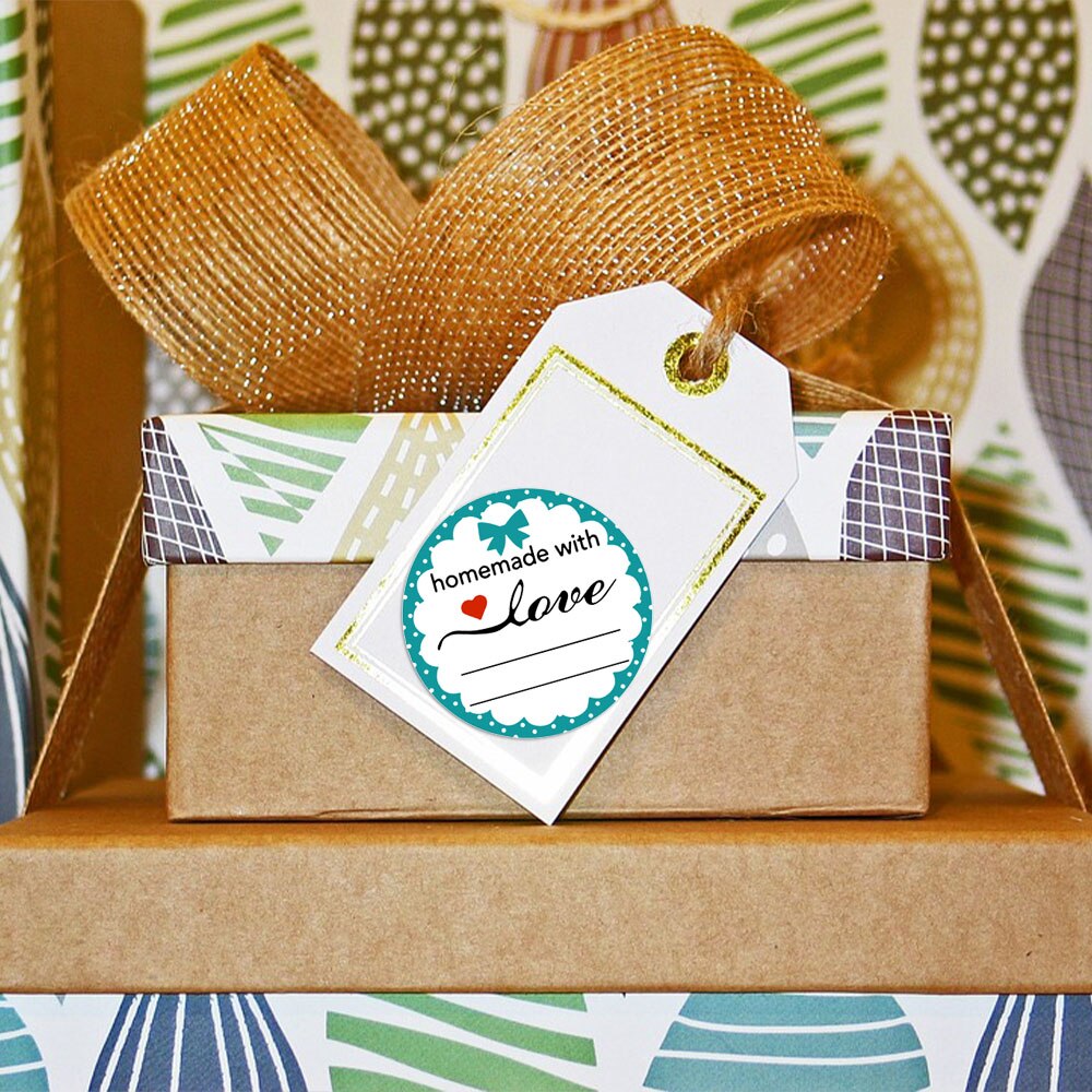 500Pcs/Roll Thuis Gemaakt Met Liefde Stickers Seal Labels Voor Familie Hand Made Decor Sticker Labels Voor bruiloft Envelop
