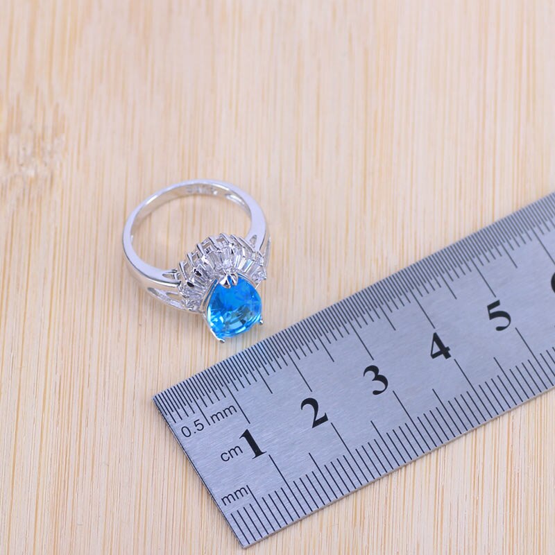 Risenj beaucoup de couleurs goutte d'eau carré blanc cubique zicon couleur argent bijoux boucles d'oreilles anneau collier ensemble pour les femmes