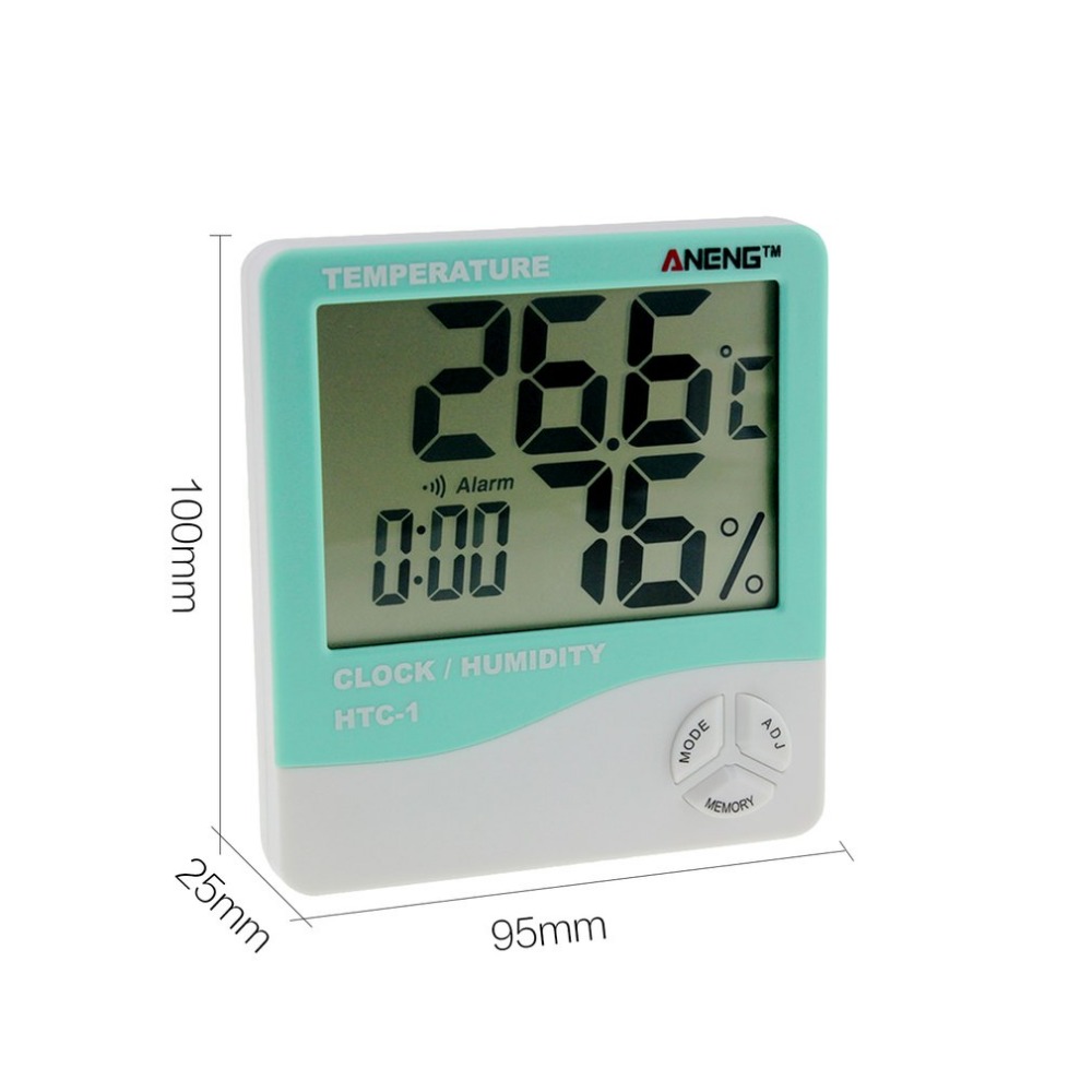 HTC-1 Indoor LCD Electronic Digital Temperature Humidity Meter Room Thermometer Hygrometer Alarm Clock Weather Station