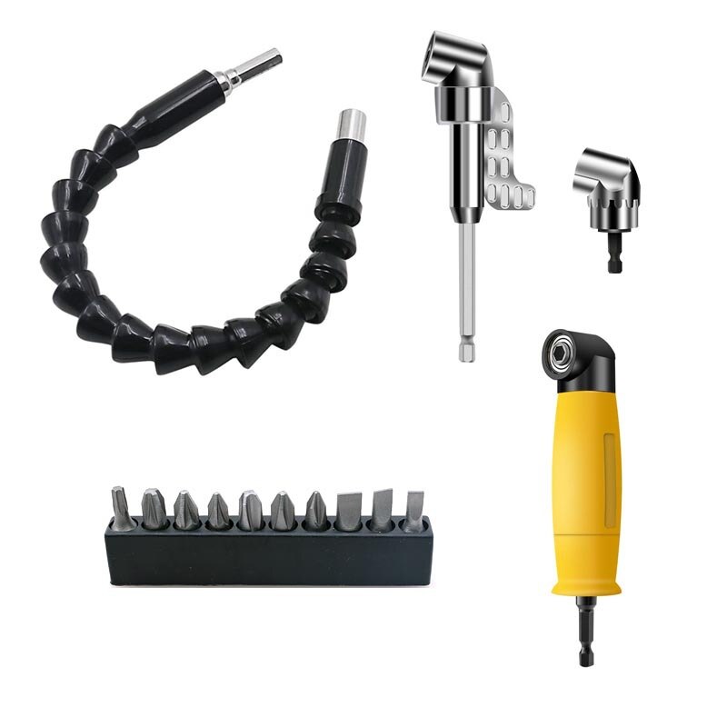 Right Angle Drill 90/105 Degree Multifunction Right Steel Angle Driver Angle Extension Power Screwdriver Drill Adapter Hex Shank