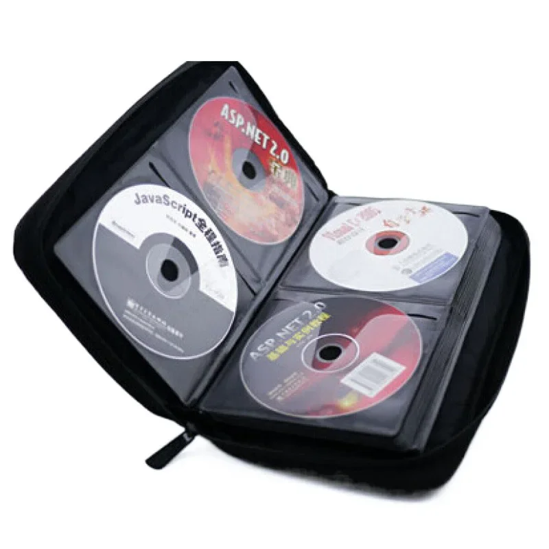 Estojo Portátil com Zíper para CDs e DVDs, Capacidade para 80 Unidades, Bolsa de Armazenamento Dupla Face, Capa Protetora para CDs e DVDs, Carteira, Álbum, Estojo de Transporte
