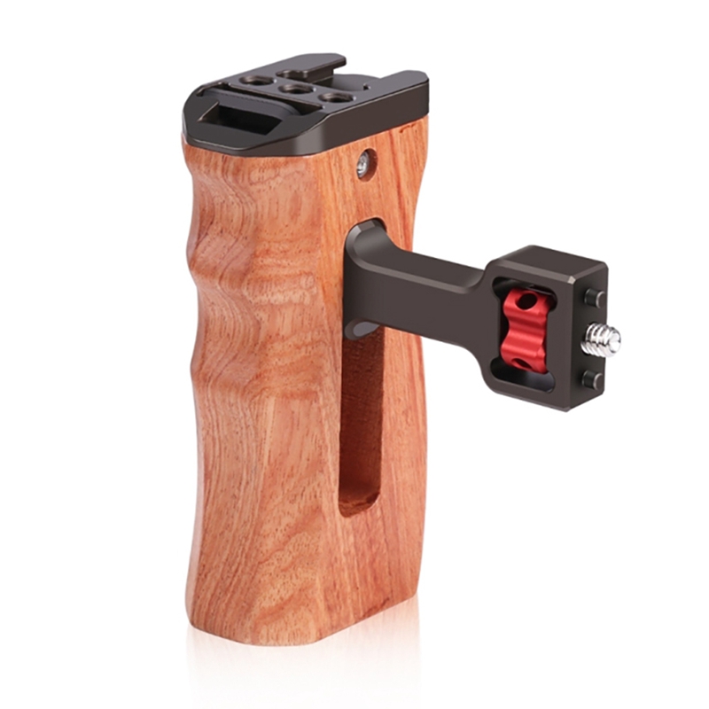 Universele Camera Houten Side Handvat Met Koud Shoe Mount Voor Camera Kooi Stabilizer 1/4 Inch Schroef