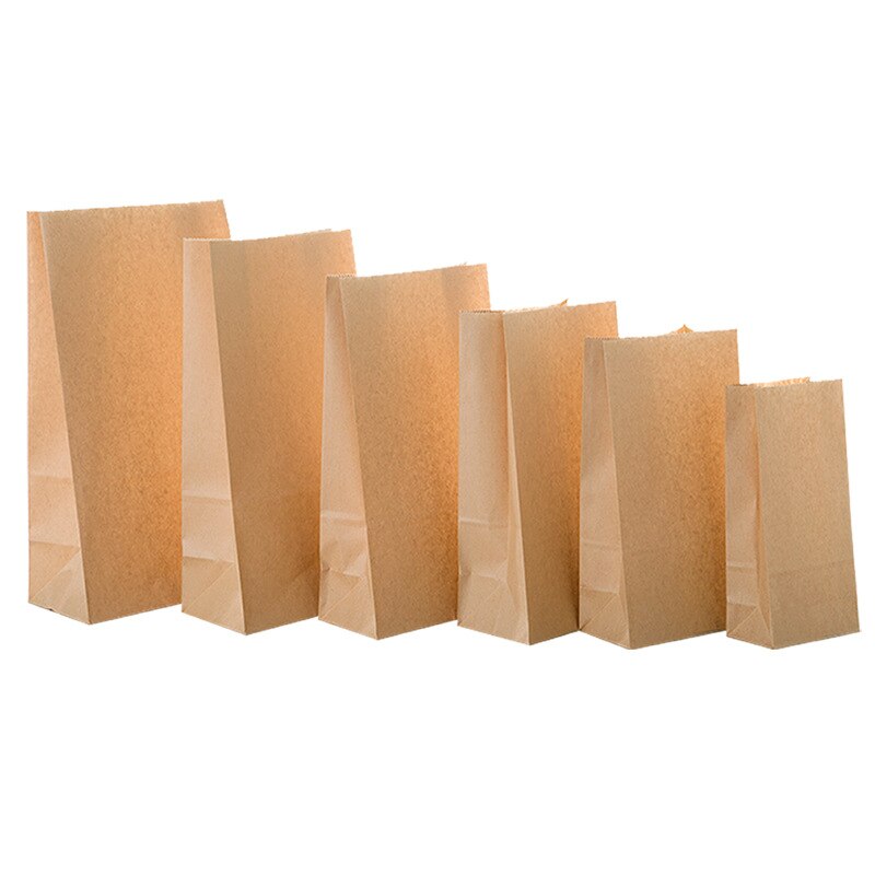 10Pcs kraft paper bags tea food small sandwich bread bags for party wedding supplies packaging snacks baking packaging: 10Pcs Yellow / 18x9x5cm