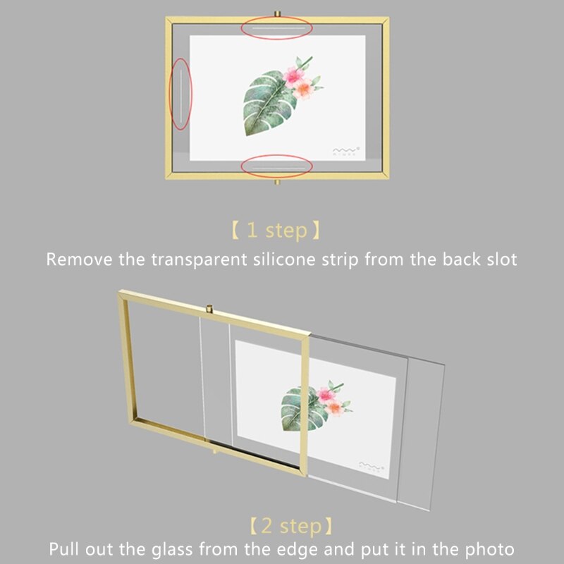 Metal 360 Degree Rotating Photo Frame Geometric Picture Storage Home Decoration Office Wedding Ornaments