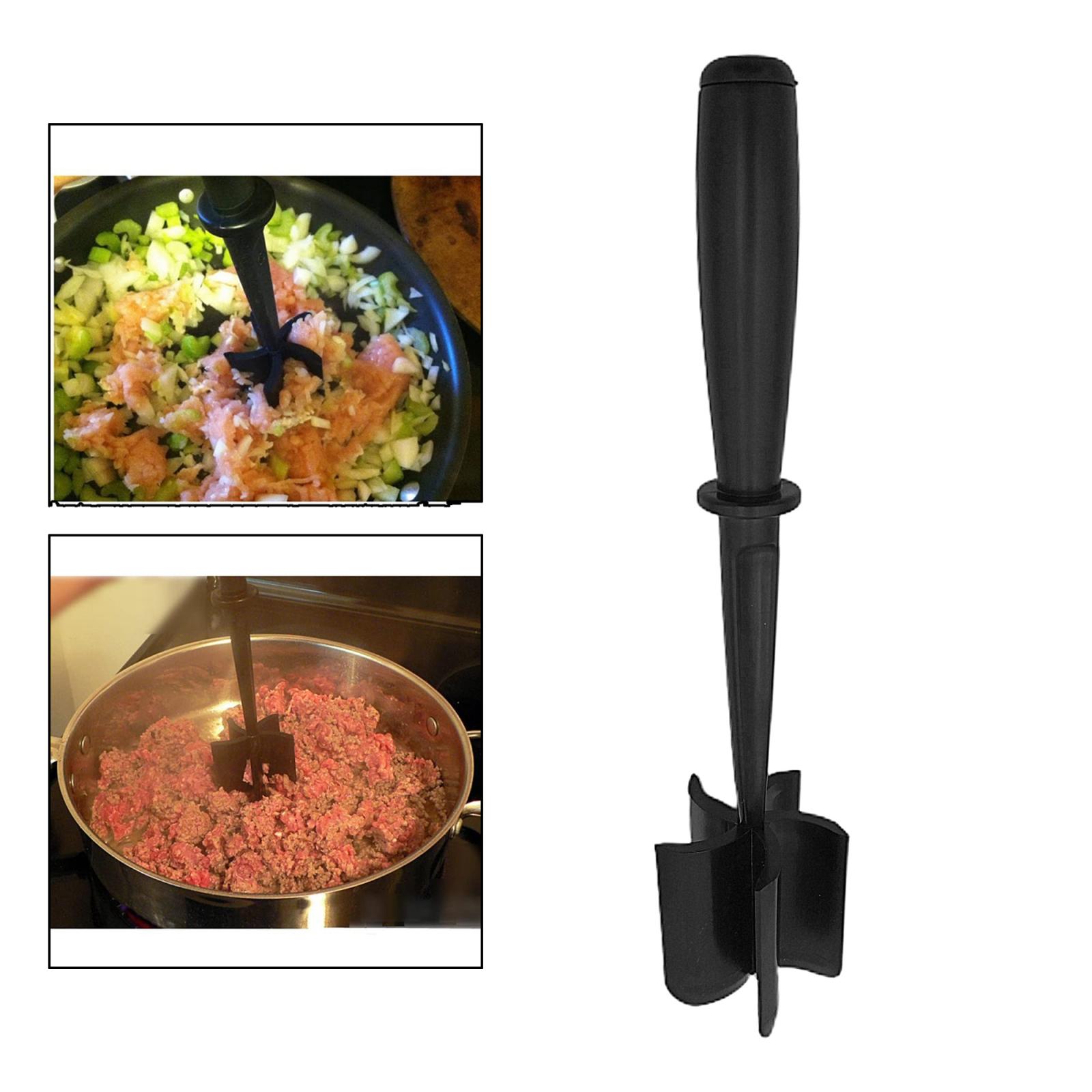 Plastic Vlees/Aardappelstamper Veilig Voor Non-stick Kookgerei, Pack Van 1, Zwart, hamburger Chopper Gebruiksvoorwerp