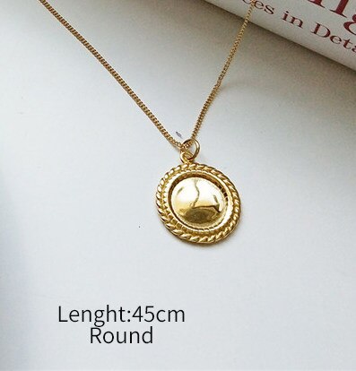 INZATT Boho Spiegel Cirkel Vierkante Rose Bloem Hanger Ketting 925 Sterling Zilveren Fijne Sieraden 45 cm of 55 cm Keten voor Vrouwen: 45CM round