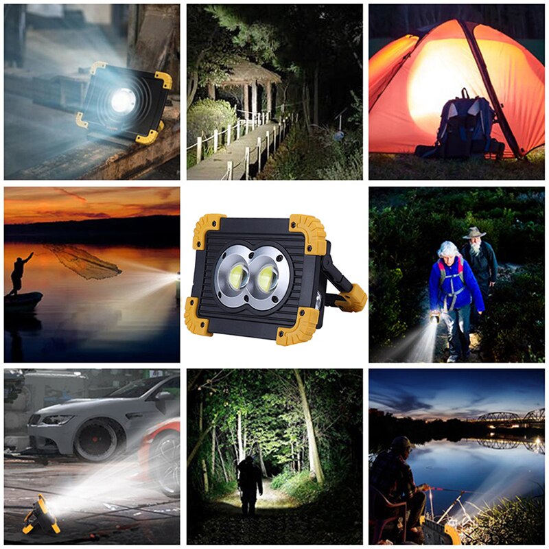 30000lm 100W USB Rechargeable Led Work Light Led Portable Spotlight for Outdoor Camping Lamp Led Flashlight USE2* 18650 battery