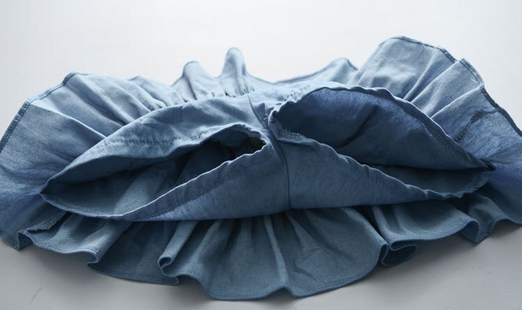 Sommer søde piger tynd denim lagdelt nederdel børn blød ensfarvet sød all-match culottes delte nederdele