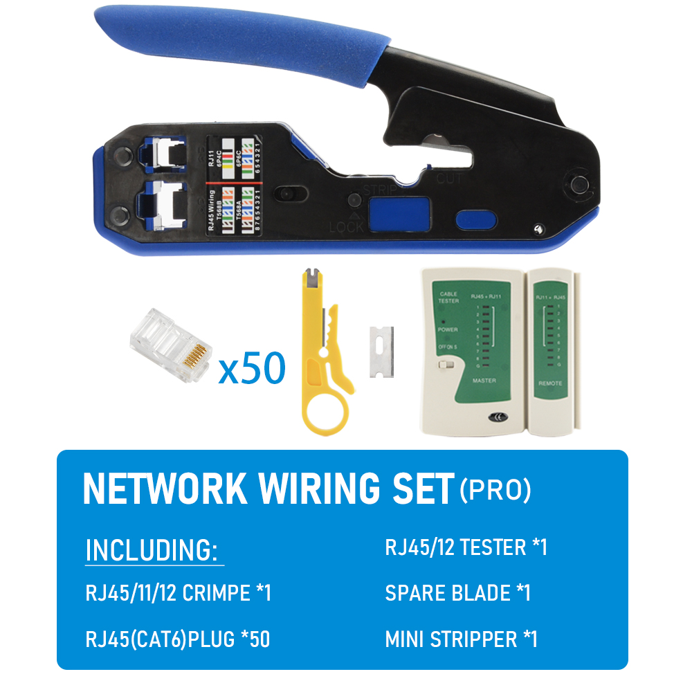RJ45 krimptang tang netwerkkabel crimper draad stripper cutter ethernet clip tang RJ45 RJ12 RJ11 cat6 cat5e cat5: Blauw