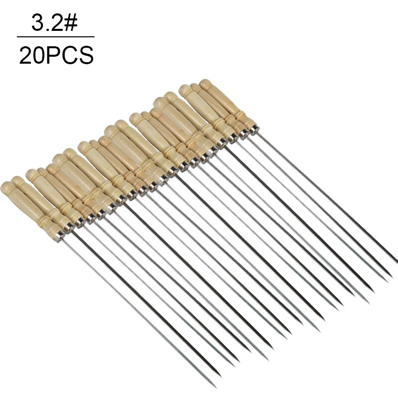 20 piezas de carne asado varilla para pinchos de barbacoa de acero inoxidable aguja brochetas de barbacoa utensilios de cocina al aire libre Camping Picnic: 10PCS D