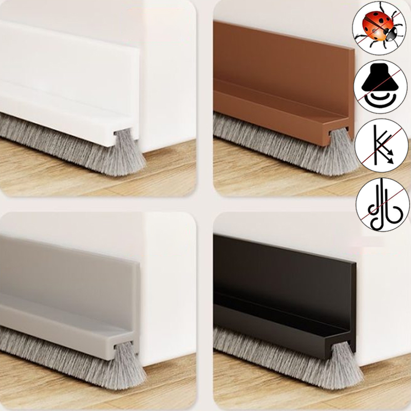 Dørbundbørste selvklæbende tætningsliste vindtæt børsteliste støvforebyggende gummiblokker insektsikker lydisoleret dørtape