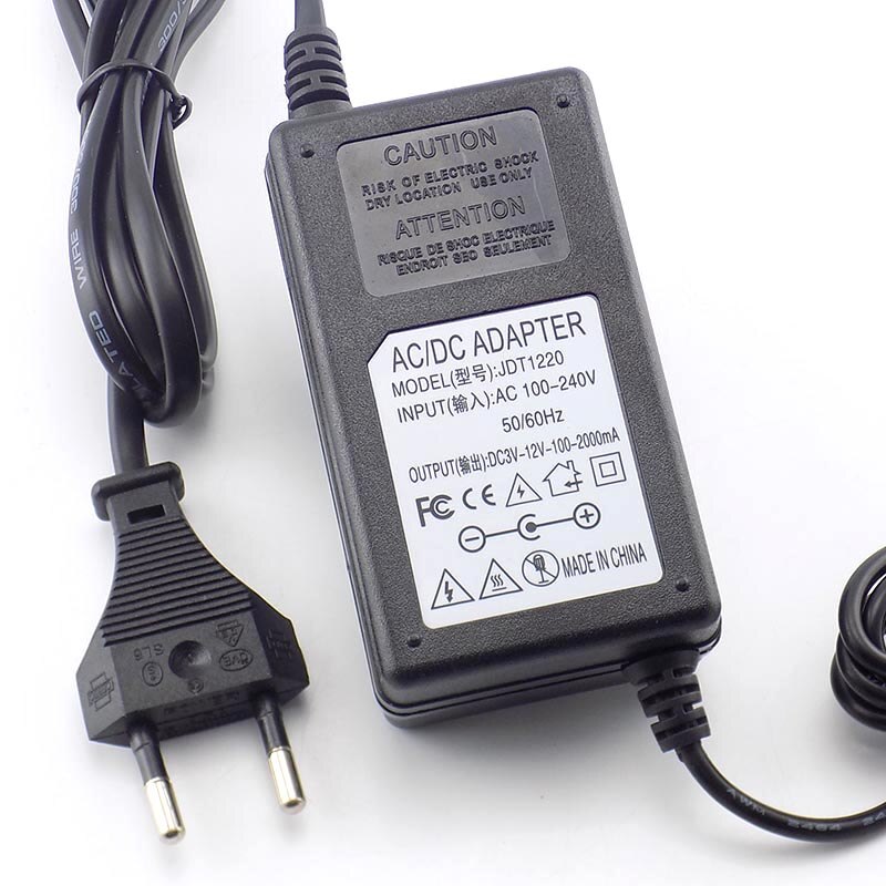 3V-12V 2A 2000ma Ac 100-220V Naar Dc Regelbare Voeding Adapter Universele Lader voor Led Strip Light Cctv Camera