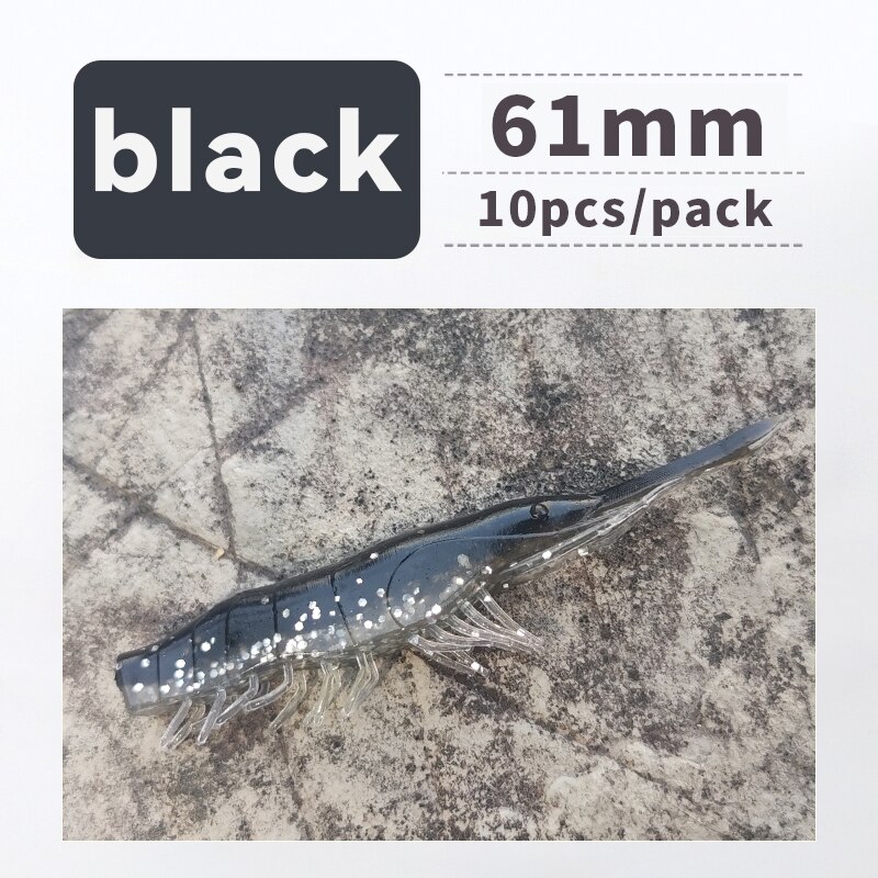 ANKIKEDI-Señuelo de Pesca de Silicona Blanda Similar a una Gamba, Cebo para Pescar Lubina, Carpa o Lucio, Ideal para Usar desde Roca: Black