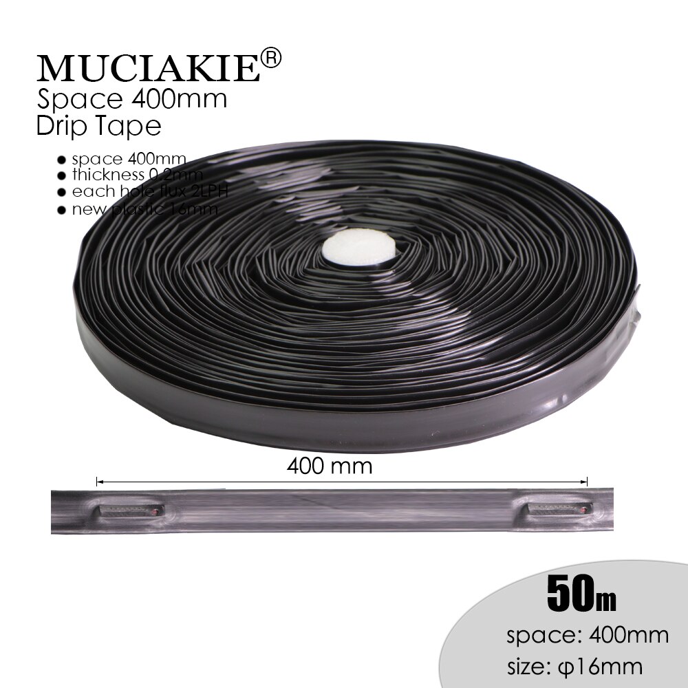 Muciakie 100/50M Ruimte 400 Mm Landbouw Druppelirrigatie Tape 16 Mm Drip Tape Kas Bevloeiing Soacker slang: 50m space 400mm