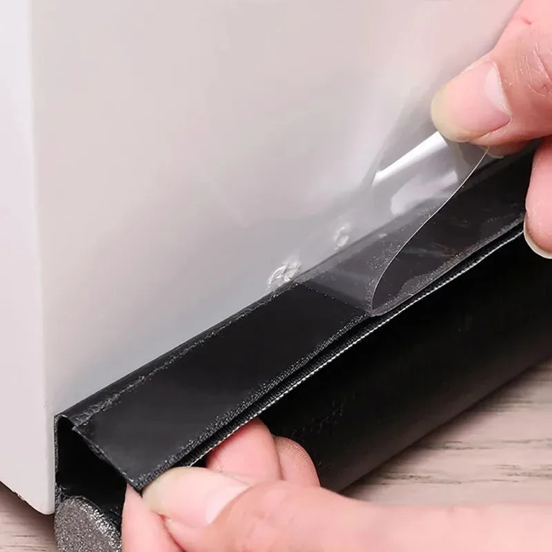 Tira de sellado inferior de puerta adhesiva trasera de cuero, costura de puerta, tira a prueba de viento, tira inferior autoadhesiva de una sola puerta, tira de insectos