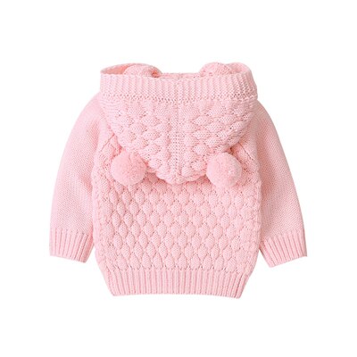Pasgeborenen Hooded Trui Baby Jongens Meisjes Gebreide Pom Bal Winter Jassen Warme Jassen Gebreide Uitloper Lange Mouwen Kleding 3- 24M A20: Roze / 24M