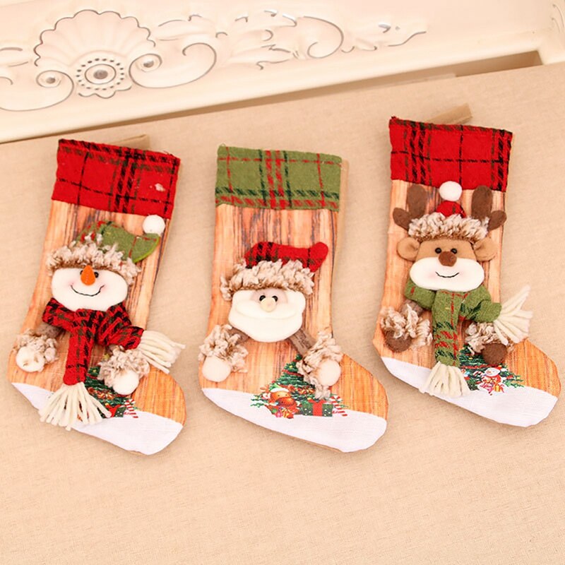 3 Pcs Kerstsok Kerstman Candy Sok Bag Xmas Tree Opknoping Decor