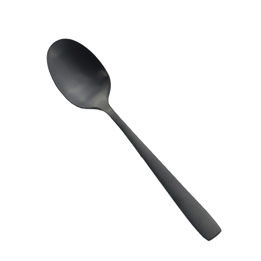 Service de couverts noir mat, couteau fourchette cuillère service de couverts service de table à Dessert service de vaisselle en acier inoxydable service de vaisselle de cuisine: 1Pc Dinner Spoon