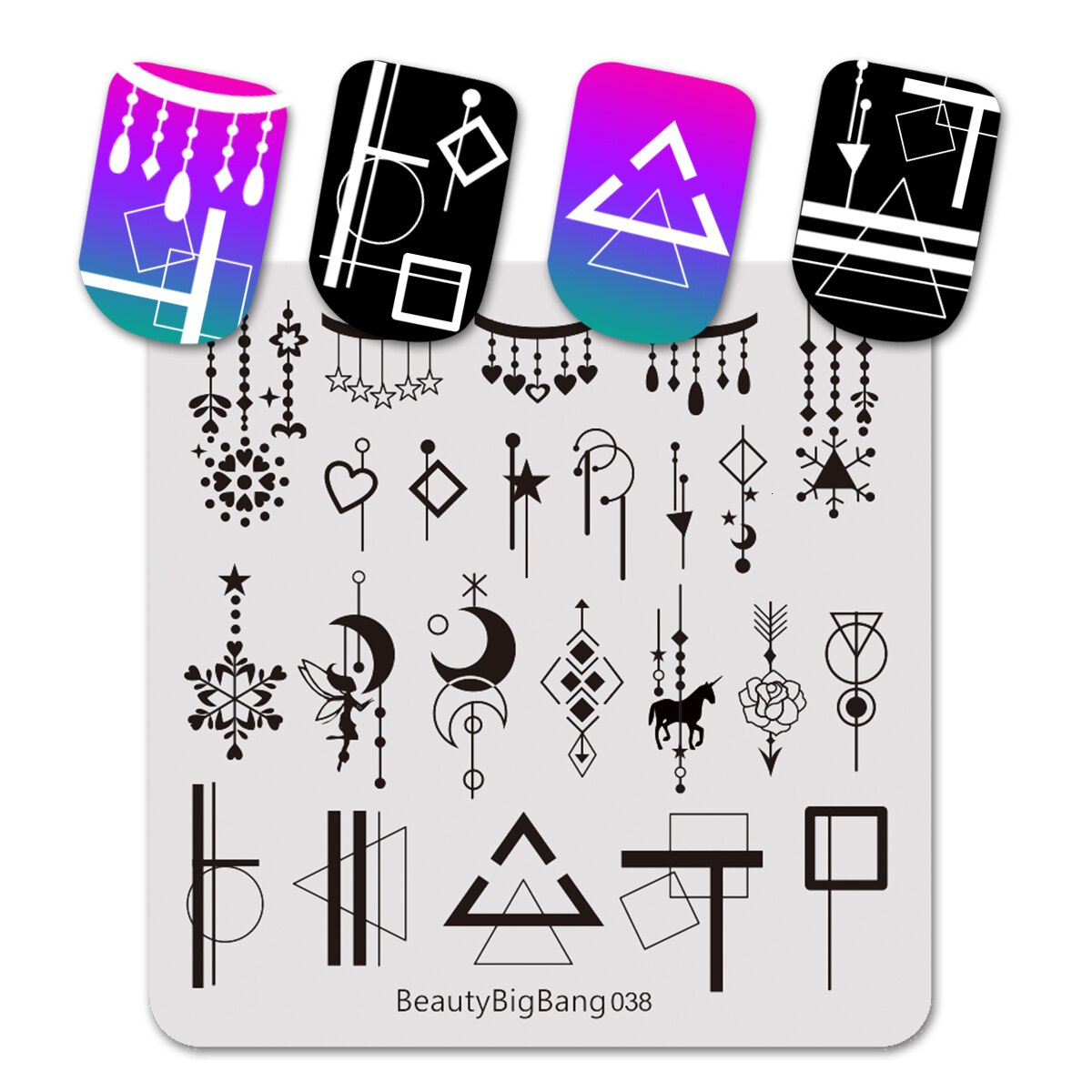 BeautyBigBang 6CM Nail Stamping Plates Striped Cute Cat Image Stainless Steel Template Nail Art Stamp Plate 041: 38