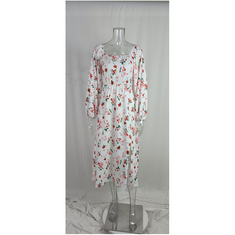 Sexede kjoler til kvinder, lange ærmer, åben ryg, sommer, blomsterprint, snørebånd, udhulet, slidt kjole, damekåbe, s-xxxl