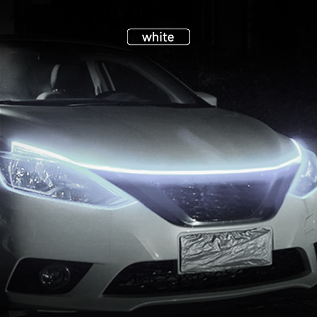 Bande lumineuse LED de démarrage pour capot de voiture 12v, éclairage d'ambiance décoratif pour véhicule modifié: WHITE