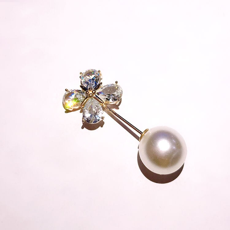 Big Beads Simulated Pearl Brooch Pin Dress Rhinestone Decoration Buckle Pin Jewelry Brooches For Men Women