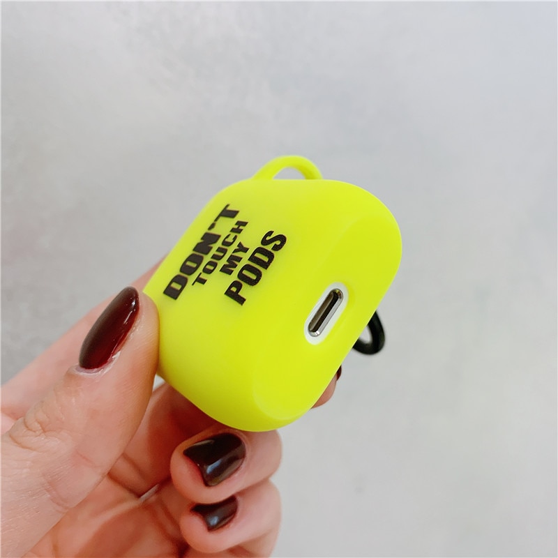 Fluorescent color Simple letter For Airpods Case Cute cartoon Bluetooth Earphone Protective Cover For Airpod 2 soft case