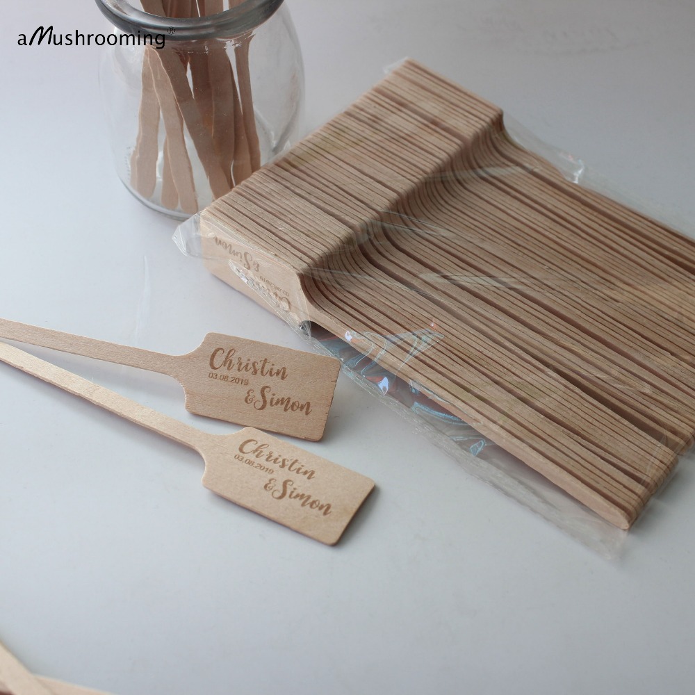 100 Custom Houten Roer Sticks Hart Voor Bruiloft Cocktails, Monogram Drink Stirrers, Bruiloft Roerstokjes Cocktail Stirrers