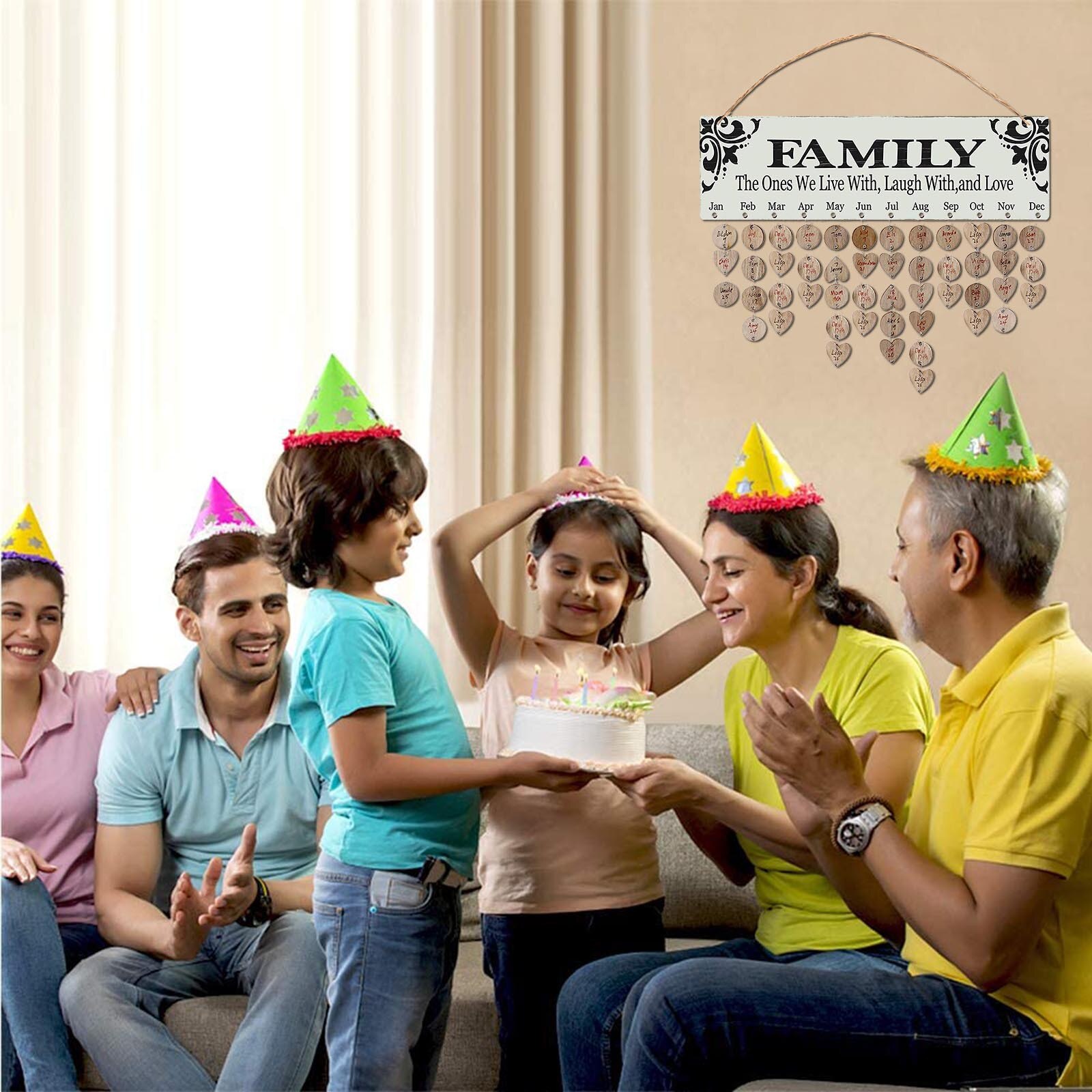 Family And Wooden Birthday Reminder Calendar Birthday Tracker Wall Hanging Plaque Board Sign Diy Home Decoration