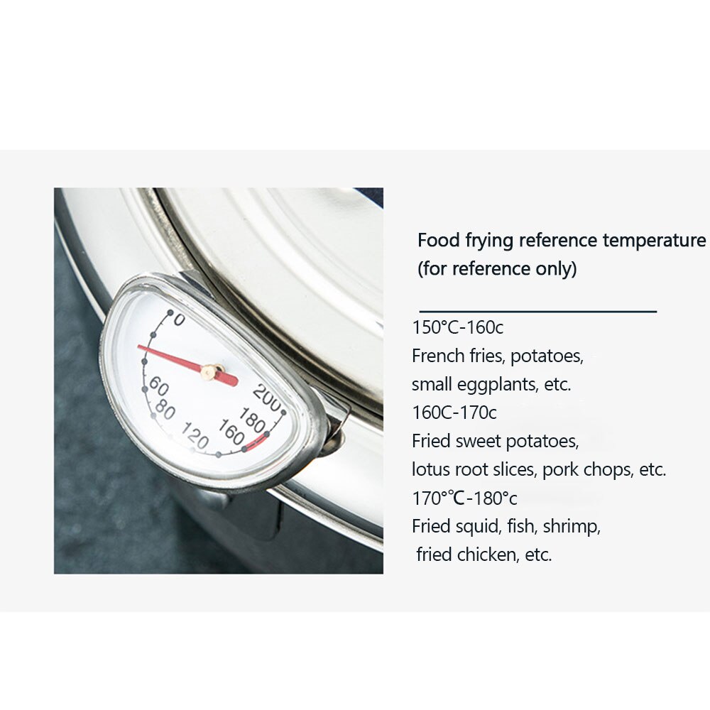 Deep Frying Pot Thermometre Tempura Fryer Pan Temperature Control Fried Chicken Pot Cooking Tools 304 Stainless Steel Fryer